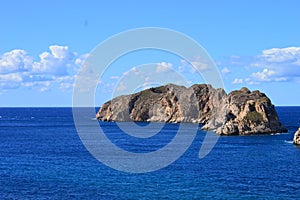 Malgrats Islands from Mallorca, surrounded by the Mediterranean Sea