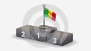 Mali 3D waving flag illustration on winner podium.