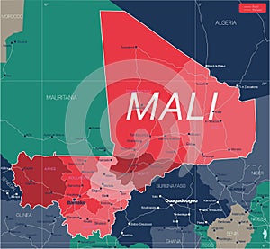 Mali country detailed editable map