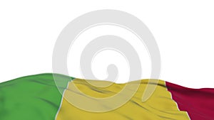 Mali fabric flag waving on the wind loop. Malian embroidery stiched cloth banner swaying on the breeze. Half-filled white