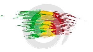 Mali flag animation. Brush strokes. Malian flag on a white background. Independence day. Mali state patriotic national banner