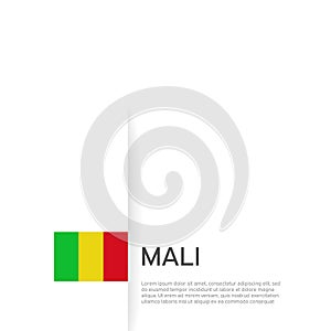 Mali flag background. State patriotic mali banner, cover. Document template, flag on white background. National poster. Business