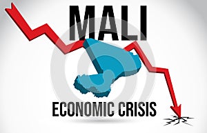 Mali Map Financial Crisis Economic Collapse Market Crash Global Meltdown Vector