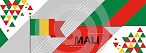 Mali national or independence day banner design for country celebration. Flag of Mali with modern retro design and abstract