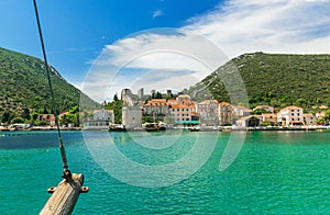 Mali Ston Town with visible ship mast, Croatia