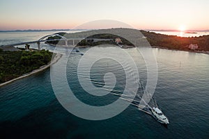 Mali Zdrelac bridge at sunset, Croatia