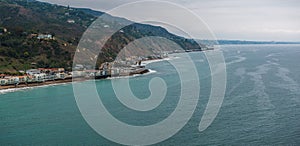 Malibu beach aerial view in California near Los Angeles, USA.