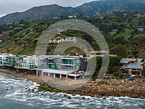 Malibu beach aerial view in California near Los Angeles, USA.