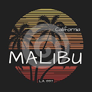 Malibu california tee print with palm trees