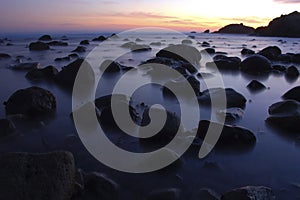 Malibu lowtide at sunset