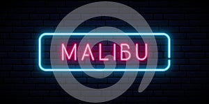 Malibu neon sign. photo
