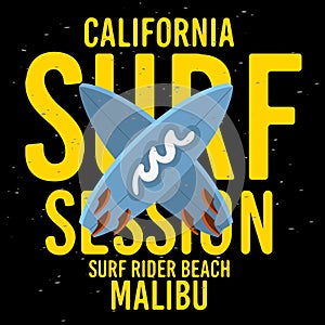 Malibu Surf Rider Beach California Surfing Surf Typographic Type Design Sign Label for Promotion Ads t shirt or stick