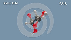Malic Acid of C4H6O5 3D Conformer animated render. Food additive E296