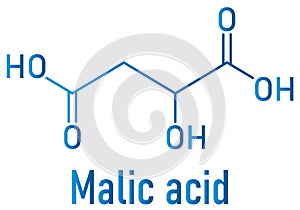 Malic acid fruit acid molecule. Skeletal formula.