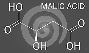 Malic acid fruit acid molecule. Skeletal formula.