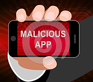 Malicious App Spyware Threat Warning 2d Illustration