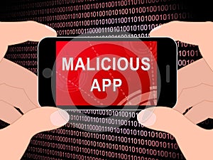 Malicious App Spyware Threat Warning 3d Illustration