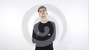 Malicious and serios man portrait - isolated over a white background