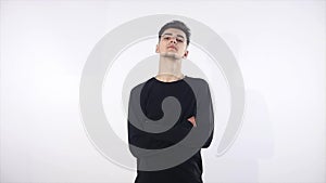 Malicious and serios man portrait - isolated over a white background