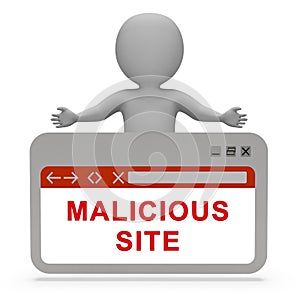 Malicious Site Website Infection Warning 3d Rendering