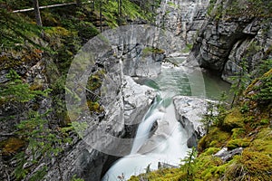 Maligne Falls through the narrow Maligne Canyon