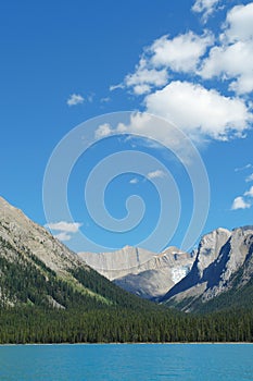 Maligne lake and rocky mountains