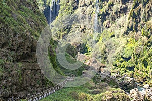 Maling he gorge waterfall canyon in guizhou. karst landscape region extreme for hiking and walking in natural park