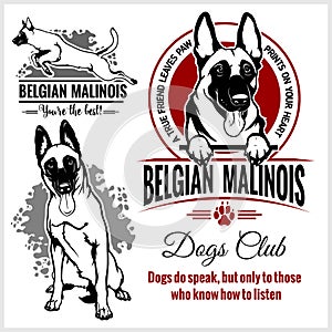 Malinois, Belgian Malinois, Belgian Shepherd Dog - vector set for t-shirt, logo and template badges