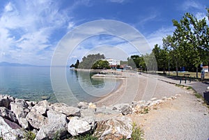 Malinska pebble beach on the island Krk in Croatia