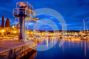 Malinska waterfront and harbor blue dawn view