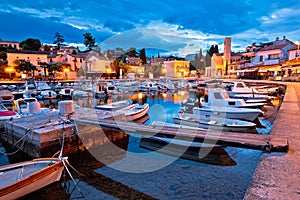 Malinska waterfront and harbor dawn view