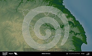 Malko Tarnovo outlined, Bulgaria. Physical