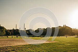 THE MALL, CENTRAL PARK, NEW YORK, USA-AUG, 2022: People walking down through the Mall in the Park