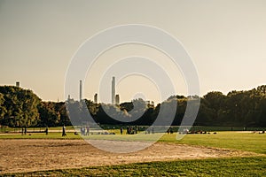 THE MALL, CENTRAL PARK, NEW YORK, USA-AUG, 2022: People walking down through the Mall in the Park