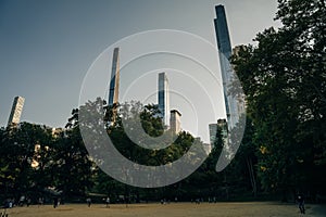 THE MALL, CENTRAL PARK, NEW YORK, USA-AUG, 2022: People walking down through the Mall in the Park