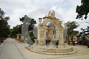 The Mall gardens in Floriana, Malta, park with promenade built by Grandmaster Lascaris in 1656.