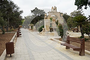 The Mall gardens in Floriana, Malta, park with promenade built by Grandmaster Lascaris in 1656.