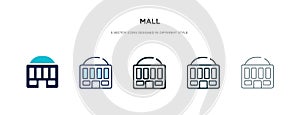 Mall icon in different style vector illustration. two colored and black mall vector icons designed in filled, outline, line and