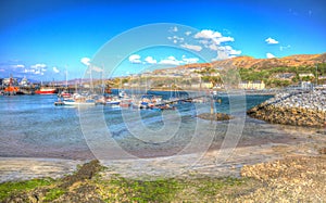 Mallaig port Scottish Highlands Lochaber Scotland UK on the west coast near Isle of Skye in colourful HDR