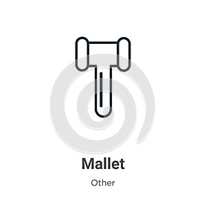 Mallet outline vector icon. Thin line black mallet icon, flat vector simple element illustration from editable other concept