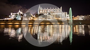 Mallorca cathedral by night, rotating camera