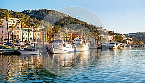 Mallorca, Port d`Andratx. View of the embankment and ships