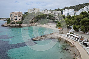 Mallorca, Spain - 1 July, 2023: Ses Illetes and Illetes beach, Palma de Mallorca, Balearic islands, Spain