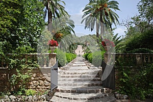 Mallorca, Spain - 23 July, 2023: The historic Jardines de Alfabia botanical gardens, Mallorca