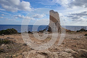 Mallorca, Spain - Oct 22, 2023: Tor de Cala Figuera and Lighthouse on the island of Mallorca