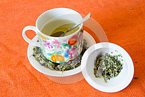 Mallow herbal tea cup