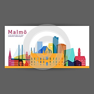 Malmo colorful architecture vector illustration