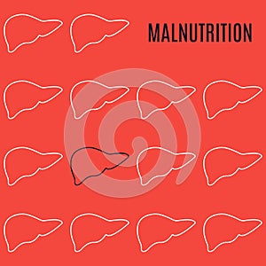 Malnutrition liver icon patterned poster in linear style