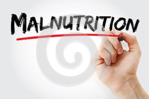 Malnutrition text with marker