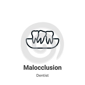 Malocclusion outline vector icon. Thin line black malocclusion icon, flat vector simple element illustration from editable dentist